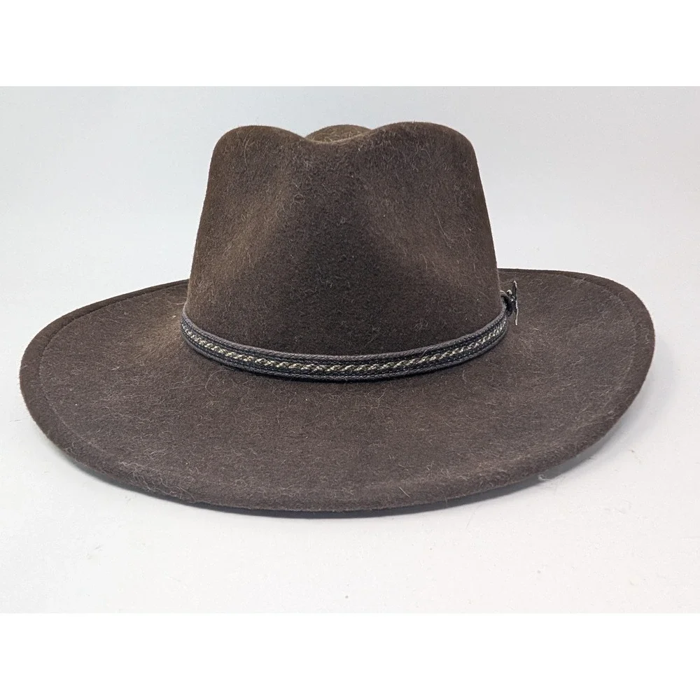 Orvis Hat Cowboy Fitted Mens XL Brown Pheasan Creek Wool Felt Wide Brim Outdoor